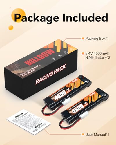 Hilldow 8.4V 4500mAh NiMH Battery with TMY Connector RC Rechargeable Battery for RC Car Trucks RC Vehicles(2 Packs) - color: 2 PCS