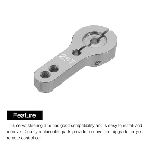 MECCANIXITY 5 Pcs Aluminum Servo Horn 25T Steering Arm 35mm Length Bright Gray Suitable for DIY RC Car/Boat/Airplanes Boat Model Accessories with 2 Pcs Screws - color: Bright Gray