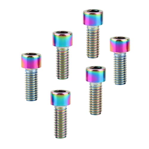 6Pcs Bike Screws M6x10 12 16 18 20 25 30 35mm Stainless Steel Socket Head Cap Allen Hex Bolt (Ranibow, M6 x12mm) - color: Ranibow, size: M6 x12mm