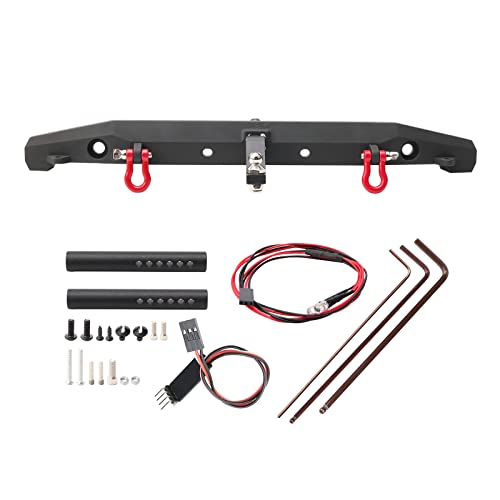 1/10 RC Metal Front & Rear Bumper Combo W/LED Lights | Tow Shackles, Winch Mount Seat, Trailer Hitch, For TRX4 SCX10 II 90046 Rock Crawler Truck - style: Front & Rear Bumper