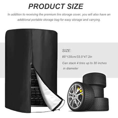 Tire Cover, Waterproof 420D Oxford Spare Tire Storage Bag with Zipper, Heavy Duty Tyre Stack Dust Protective Cover for Trucks SUVs Trailers, Universal Car Accessories - size: 1pcs