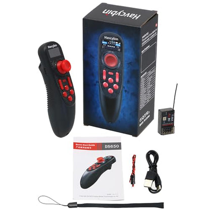 HOTRC DS-650 6CH 2.4G Radio System Transmitter Color Screen Remote Controller F-06A Receiver PWM for RC Boat Model DS600 Upgrade (W/2 receivers) - color: W/2 Receivers
