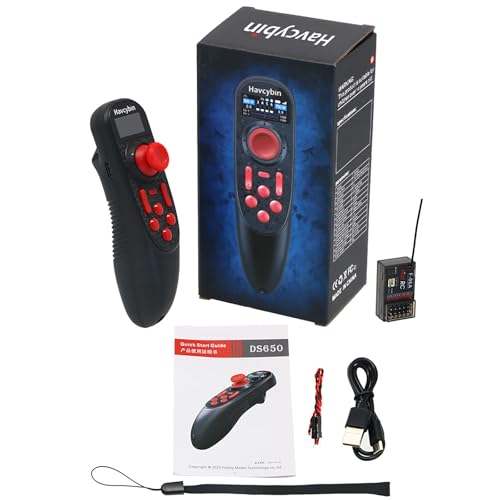 HOTRC DS-650 6CH 2.4G Radio System Transmitter Color Screen Remote Controller F-06A Receiver PWM for RC Boat Model DS600 Upgrade (w/ 1receiver) - color: W/ 1receiver
