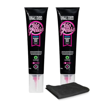 Muc-Off Bio Grease 150g (Pack of 2) with Microfiber Cloth | Premium Bike Grease for Bearings, Threads & Moving Parts | Reduces Friction, Prevents Corrosion & Water Ingress - size: 150g (Pack of 2)
