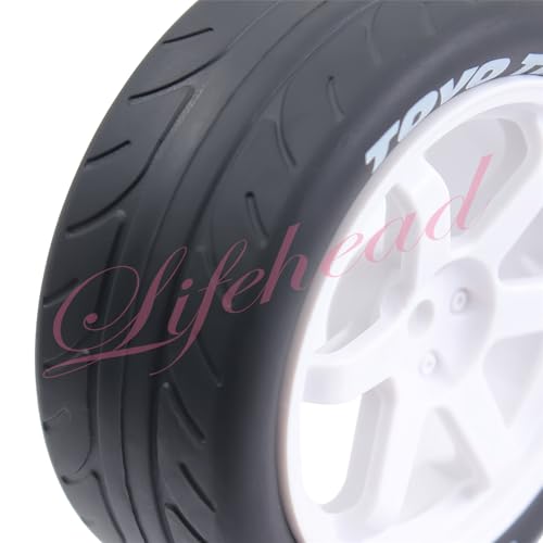 Lifehead 68mm RC On-Road Rally Car Tires and Wheels for 1/10 RC On-Road Touring Drift Car HSP Tamiya XV01 TT01 TT02B HPI Kyosho FAZER MK2 /12mm Hex - color: White
