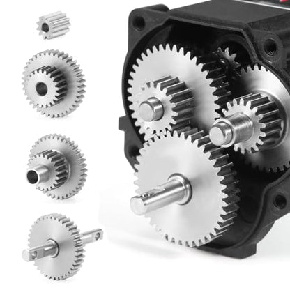 MOHERO Stainless Steel 9.7:1 Overdrive Transmission Gear Pinion Set for Tra-xxas 1/18 TRX4M Bronco Defender RC Crawler Car - color: 9.7:1