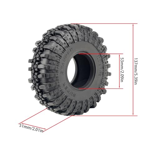 DJX 4PCS 2.2 Inch 137mm Tall Crawler Tires Super Soft Sticky Rubber Tires with Foam Instert for Axial SCX6 SCX10 TRX4 FMS LOSI Redcat Etc 1/6 1/8 1/10 Crawler Car