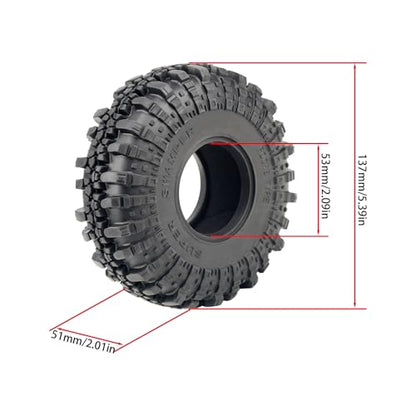 DJX 4PCS 2.2 Inch 137mm Tall Crawler Tires Super Soft Sticky Rubber Tires with Foam Instert for Axial SCX6 SCX10 TRX4 FMS LOSI Redcat Etc 1/6 1/8 1/10 Crawler Car