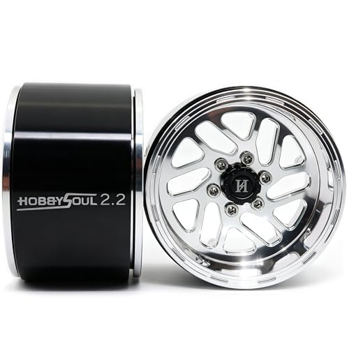 2.2 Beadlock Wheels 4-Pack For 1/10 RC Crawler SCX10 TRX4 Capra | -11mm negative offset,40mm wide aluminum wheel silver color rims with 12mm hex hub,for 1/10 RC crawler vehicles Upgrades - color: Silver