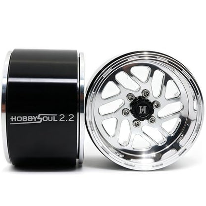 2.2 Beadlock Wheels 4-Pack For 1/10 RC Crawler SCX10 TRX4 Capra | -11mm negative offset,40mm wide aluminum wheel silver color rims with 12mm hex hub,for 1/10 RC crawler vehicles Upgrades - color: Silver