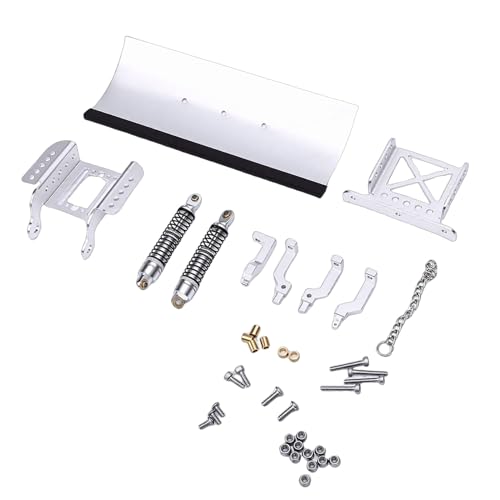 Estink Alloy RC Snow Plow with Hydraulic Damping, Shock Absorbing Replacement for 1/18 RC Crawler Car (Silver) - color: Silver
