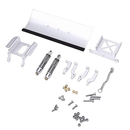Estink Alloy RC Snow Plow with Hydraulic Damping, Shock Absorbing Replacement for 1/18 RC Crawler Car (Silver) - color: Silver