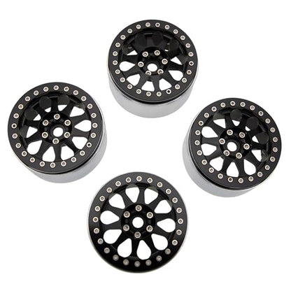 MEUS RACING 2.2 Beadlock Wheels Rims Deep-Dish Wheel for Axial SCX10 Traxxas TRX4 Vanquish VS4-10 Redcat Gen8 1/10 RC Crawler Upgrades (Black) - color: Black