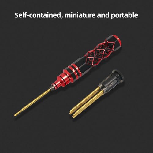 5-in-1 RC Tool Kit, Hex Allen Screwdriver Kit, RC Screwdriver Set 1.5mm 2.0mm 2.5mm 3.0mm RC Car Repair Tool Kit for RC Model Car Boat Helicopter (Red) - color: Red