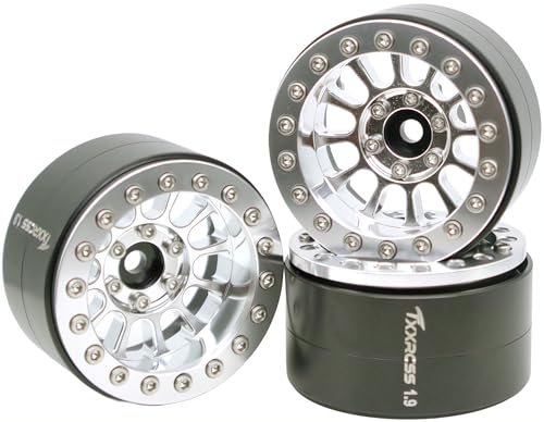 152g Super Heavy Duty RC 1.9 Beadlock Wheels Offsets -6mm Rims Hex 12mm Wheel for TRX4 TRX6 SCX10 Gen8 1/10 RC Crawler Remote Control Car Upgrades Accessories (Silver) - color: Silver