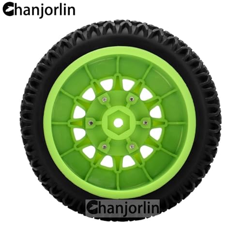 1/10 1/8 RC Short Course Truck Tires OD 112mm and Wheels 12mm 14mm 17mm Hex for 1:8 1:10 Scale Off Road Truck Car Traxxas Slash 2WD 4×4 Axial Losi Redcat Rc4wd Arrma Senton 4PCS (Green) - color: Green