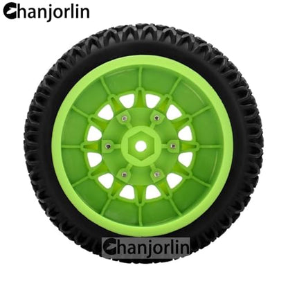 1/10 1/8 RC Short Course Truck Tires OD 112mm and Wheels 12mm 14mm 17mm Hex for 1:8 1:10 Scale Off Road Truck Car Traxxas Slash 2WD 4×4 Axial Losi Redcat Rc4wd Arrma Senton 4PCS (Green) - color: Green