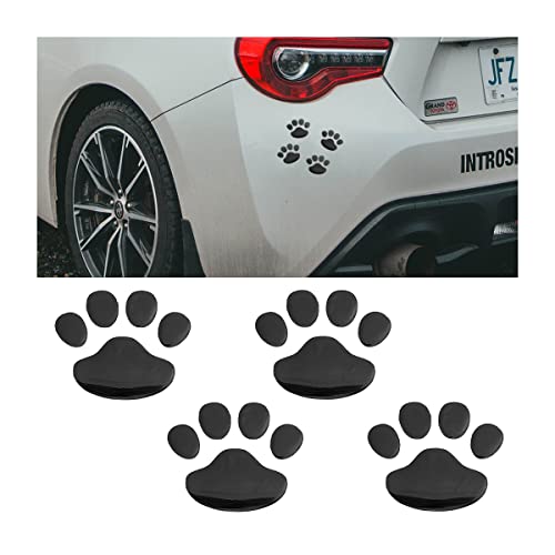 4PCS Dog Paw Footprint Car Stickers, 3D Waterproof Cartoon Puppy Dog Paw Decals for Vehicles Bumper Window, Auto Car Body Decoration Self-Adhesive Stickers for SUV Pickup Truck (Black) - color: Black