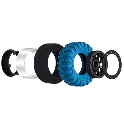 GOUPRC 1.3" Wheel Tires Set, Aluminum Beadlock Rim Swamp Claw Mud Terrain Dragon Claw Tread Pattern Tires for SCX24 TRX4M 1/18 1/24 Upgrade RC Crawler Buggy Car - style: Dragon Pattern Black