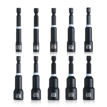 toolant Magnetic Nut Driver Set, 10pcs Metric Impact Driver Bit Set, 5~13mm Nut Driver, 1/4'' Quick Change - style: 10pcs Metric