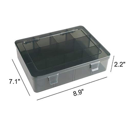 Vidifor 12 Girds Large Plastic Craft Storage Containers, Compartment Storage Container, Parts Storage Box with Adjustable Dividers for Sewing Arts, Washi Tape Batteries Electronics Parts and more - size: 12 Grids (No Printed) 1 Pack