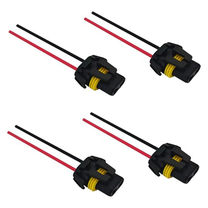 Headlight Connector Plug Fog Light Headlight Wiring Harness Pigtail Sockets Female Adapter Kit for 9005 9006 9012 HB3 HB4, Headlamp Wire Harness Plug Socket Connector for Car Accessories (4PCS) - style: 4PCS