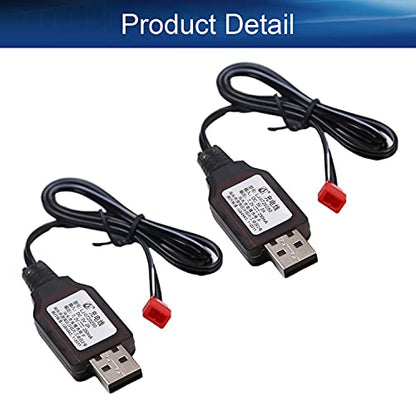 Heyiarbeit 2Pcs JST-2P USB Charging Cable for RC Car 7.2V 250mA Ni-MH Ni-CD Battery - size: JST-2P 2Pcs