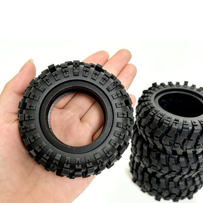 4PCS 1.9 Crawler Tires 88mm OD 1/12 RC Tires with Foam Inserts, Mud Slingers 1.9 RC Crawler Tires Compatible with MN-82 MN99-S2 MJX H12P H12Y+ RC Crawler Car Upgrades