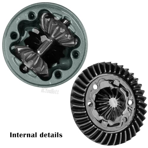 RC Diff Gear 37T Upgrades Part for 1/10 Slash 4X4 VXL/Rustler 4X4 VXL/Stampede 4X4 VXL/Hoss 4X4 VXL/XO-1,Front Rear Differential Hop Ups,Titanium - color: Titanium-(upgrades Part）