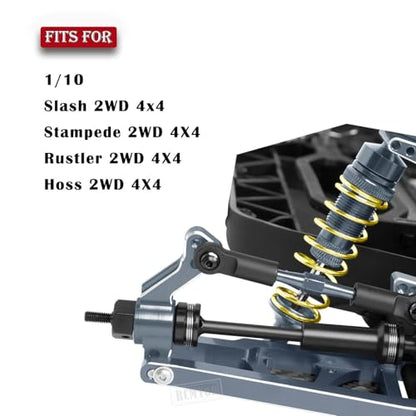 Aluminum Big Bore RC Shock Absorber Upgrades Part for 1/10 Slash 2WD 4x4,Stampede 2WD 4X4,Rustler 2WD 4X4,Hoss 2WD 4X4,Alloy 4PCS Front Rear RC Shocks w/Golden spring,Titanium - color: Titanium - Upgrades Part