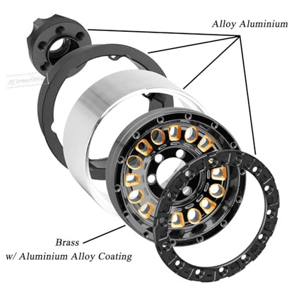 1.9 Beadlock Wheels for 1/10 RC Crawler SCX10 90046 AX103007 TRX4 TRX6 Gen7 8 D90 VS4-10 MST CFX,Super Heavy Brass & Aluminum Deep Dish Wheel,1.9" Beadlock Rims w/Wheels Ring,4pcs,Black
