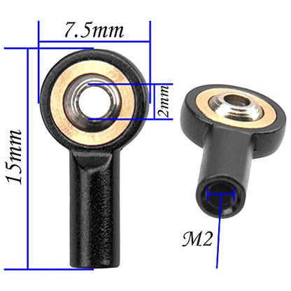 10Pack Vgoohobby Aluminum M2 Link Rod Tie Rod End,M2.0 Ball Joint 15mm Linkage Ball Head Holder Compatible with Tamiya Mini 4WD HSP RC Car Model Boat (Black) - color: Black