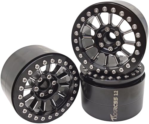 200g Super Heavy 2.2 Beadlock Wheels Rims for 1/10 RC Crawler 4pcs (Black) - color: Black
