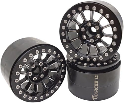 200g Super Heavy 2.2 Beadlock Wheels Rims for 1/10 RC Crawler 4pcs (Black) - color: Black