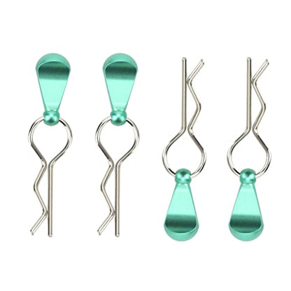 Alomejor 1/10 Body Clips Pull Tabs, RC Car Body Clips Pull Tabs Easy Installation High Strength Metal for 1/8 Remote Control Car (Green)