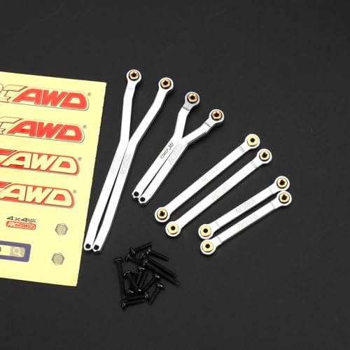 RCAWD for Hobby Plus CR18P RC Linkage High Clearance Tie Rods Set Link for Rock Van, Trail Hunter, EVO Harvest, FUR-2411 Upgrades Parts Sliver - color: Sliver