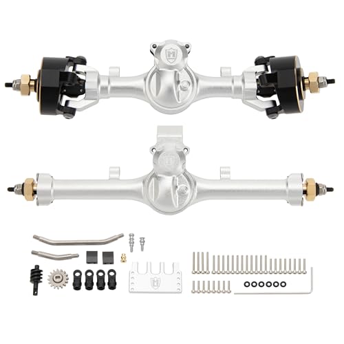 MEUS RACING 5mm ISO V2 SCX24 Axles with 3-Section CVD for Axial 1/24 SCX24 RC Crawler (Silver) - color: Silver