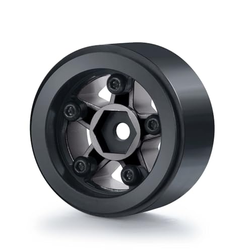 4PCS 1.0inch Wheel Rims RC Plastic 5-Spokes Beadlock Wheel Rim Hub for Axial SCX24 Deadbolt All 1/24 Scale RC Crawler Upgrade Parts Accessories (Titanium) - color: Titanium