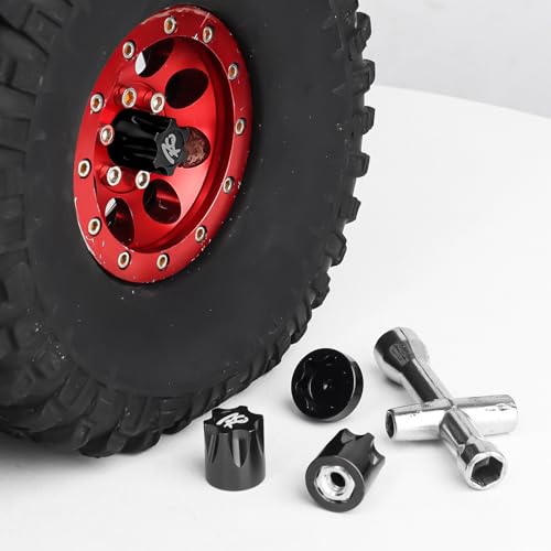 Hobbypark 4PCS Aluminum RC Car Wheel Rim Center Cap Adapter M4 Nut for 1/10 RC Crawler Traxxas TRX4 Axial SCX10 90046 D90 Redcat Gen7 (Black)