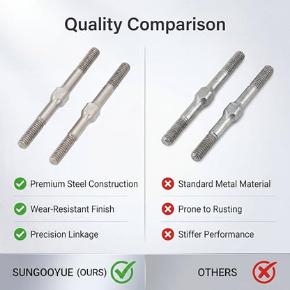 2Pcs RC Steel Turnbuckle, M4 Screw 48mm for ARRMA 1/10 RC Cars Heavy Duty Linkage Rod Upgrade for Granite Big Rock Typhoon Senton 3S Silver