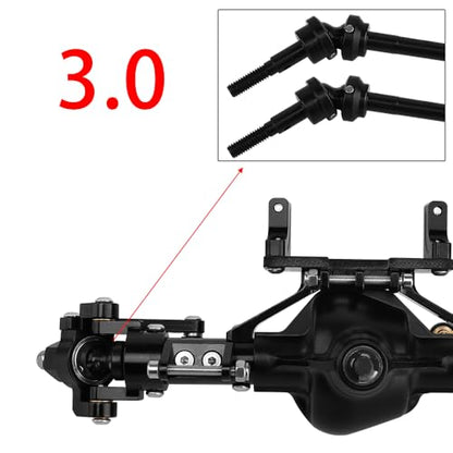 Front Rear Complete Axle Set with 3.0 Version Axle Shaft for Axial SCX10 RC4WD D90 1/10 RC Crawler Upgrade Parts - color: Black