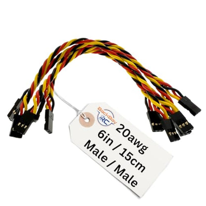 BackBayRC - 6in 20awg Male/Male Universal Servo Extension - 5 Pack - style: 6in Male/Male Extension