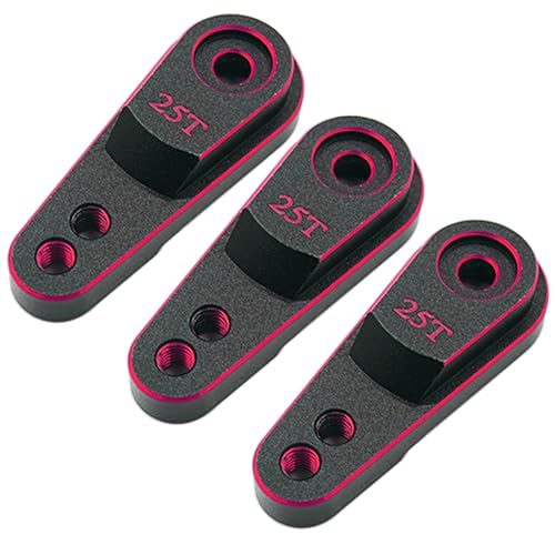 Aluminum 25T Servo Horn for 1/10 SCX10 Traxxas TRX4 RC Crawler(Black Red) | 25 Teeth Steering Servo Arm,Hi-Torque,Axial Tamiya 1/10 Scale,CNC Machined,High Strength,Precision Fit - color: Black Red