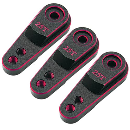 Aluminum 25T Servo Horn for 1/10 SCX10 Traxxas TRX4 RC Crawler(Black Red) | 25 Teeth Steering Servo Arm,Hi-Torque,Axial Tamiya 1/10 Scale,CNC Machined,High Strength,Precision Fit - color: Black Red