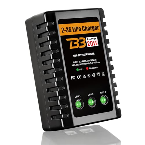 LiPo Charger for 2S-3S(7.4-11.1V) LiPo Battery of RC Toy & Model(Yellow) | LiPo Balance Charger Compact and Light, RC LiPo Battery Chargers with Smart Chip, Extend Battery Life - color: Yellow