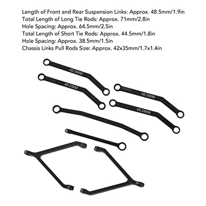 RC Metal Chassis Pull Rods Steering Rods Suspension Links Set, Aluminum Alloy Upgrade Parts for FMS FCX24 1/24 RC Crawler Car with High Strength Lightweight Design (Black) - color: Black