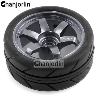 1/10 RC On Road Drift Wheels Rims Hex 12mm Alloy Aluminum Rally Racing Hubs for 1:10 Scale Touring Street Car Tires Tyres Tamiya TT01 TT02 A959 PTG2 HPI KYOSHO HSP XV02 XV01 4PCS (Titanium) - color: Titanium