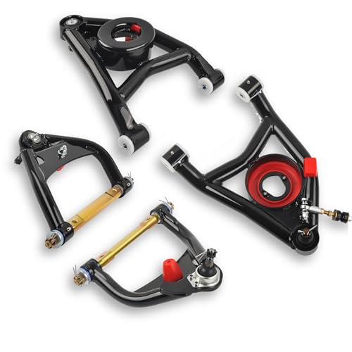 XKV Front Upper & Lower Suspension Control Arms A-arms | Compatible with 1964-1972 Pontiac GTO,Lemans,Tempest,Chevrolet Monte Carlo,Buick Skylark,2-4" Lift Kit,With Ball Joint - size: 64-72 Pontiac GTO/Lemans/Tempest/Buick Skylark