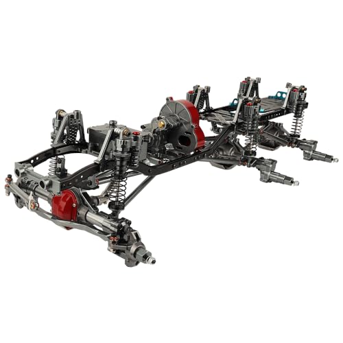 450mm Wheelbase 6x6 Chassis Frame Set with Transmission Front Middle Rear Complete Axle for 1/10 RC Crawler Car Axial SCX10 Metal DIY Upgrade (Portal axle Frame)