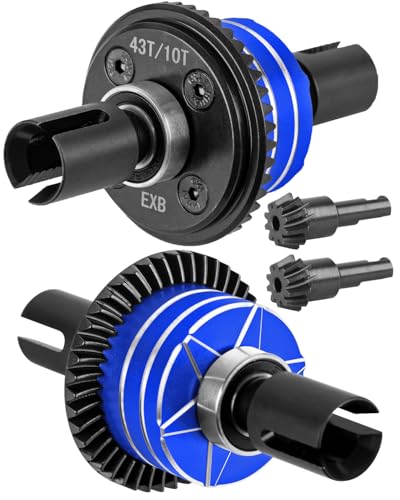 RC F/R Diff 43t &10t Input Gear Upgrades Part for 1/8 Kraton/Outcast/Talion 6S BLX EXB,Notorious 6S BLX,1/7 Mojave 6S BLX EXB,BigRock/Fireteam 6S BLX,Replace ARA310990 ARA310979,Navy Blue - color: Navy Blue(1set)